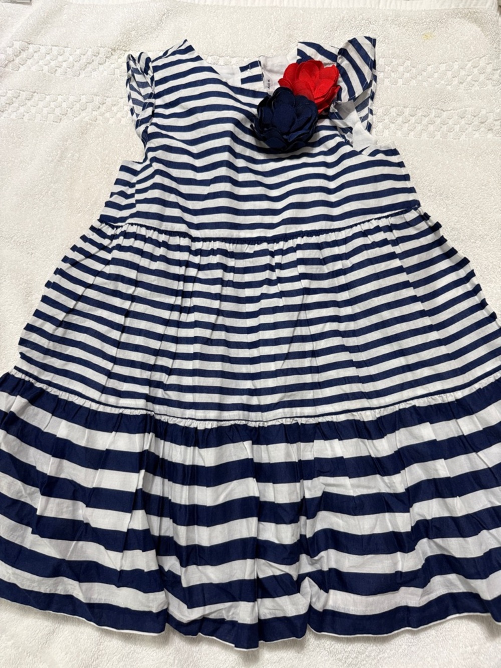 Navy & White Striped Girls Dress with Red Flower Accent-Janie and Jack